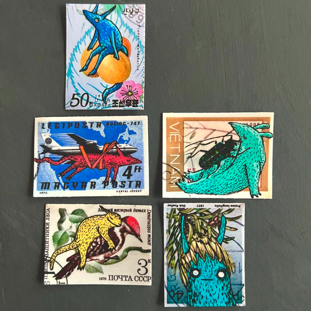 Klistermärken 5 frimärken