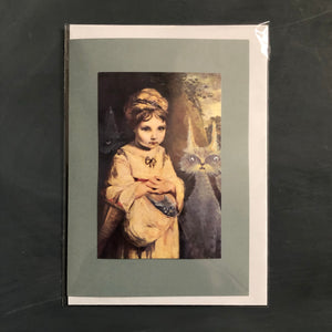 ”Flickan med katt” Dubbelvikt kort med kuvert