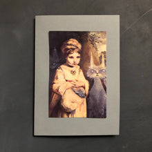 Ladda upp bild till gallerivisning, ”Flickan med katt” Dubbelvikt kort med kuvert