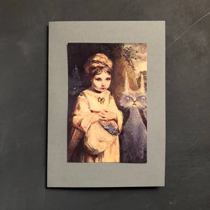 "The girl with cat" card with envelope